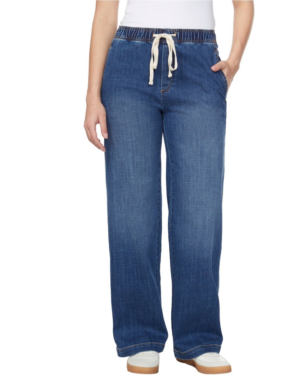 Buffalo David Bitton Women's Wide-Leg Drawstring Jeans - Denim Blue